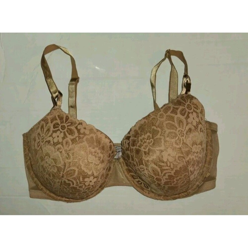 Victoria Secret Sexy Tee Posey Lace Lightly Lined Demi Conv Bra 38DDD Praline